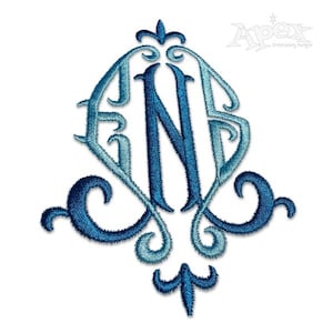 Fleur de Lis Monogram Embroidery Font: Extra Large, 3 Sizes (Instant Download)