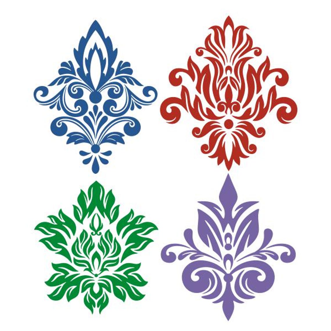 Cuttable Vector Image Damask Pattern Cuttable Design SVG PNG DXF & Eps Designs Cameo File ...