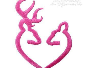 Buck und Doe Kissing Deer Herz Maschinenstickerei Design PES DST JEF Instant Download