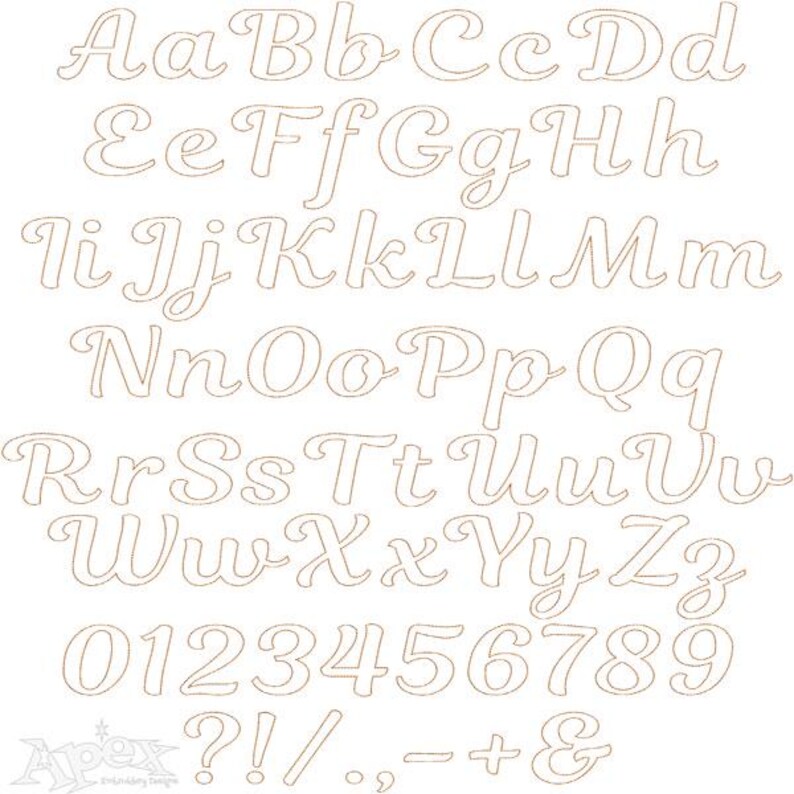 Mini Script Letters Simple Small Script Applique Machine Embroidery Font Alphabet Letters ...