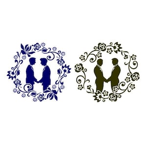 Diseño recortable de pareja de hombres para boda, SVG, PNG, DXF y eps, diseños, archivo Cameo, silueta