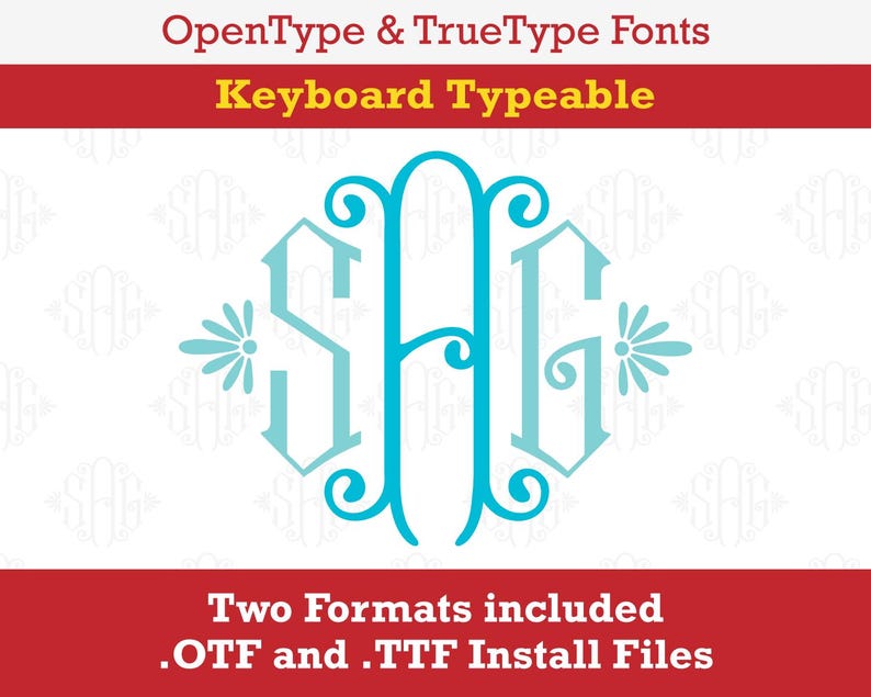 Brigitte Monogram Truetype Opentype Font - OTF TTF Keyboard Typable - Etsy