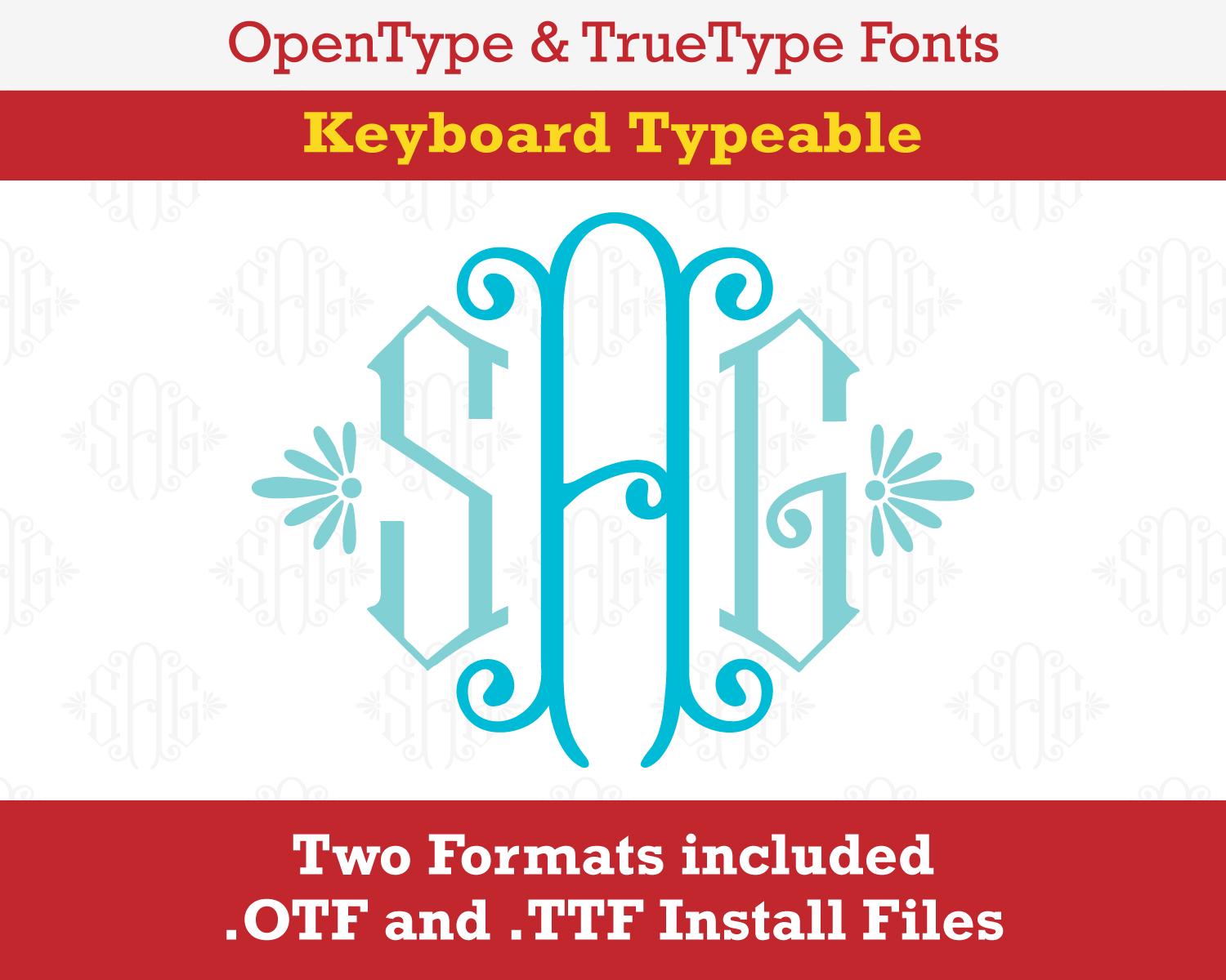 Brigitte Monogram Truetype Opentype Font - OTF TTF Keyboard Typable - Etsy