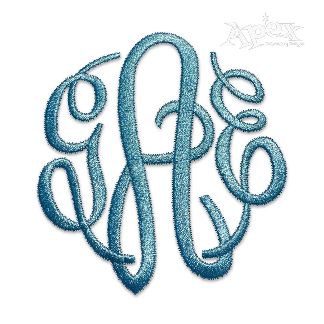 Aab Monogram Script Curlz Circle Monogram Machine Embroidery Font Alphabet Letters INSTANT ...