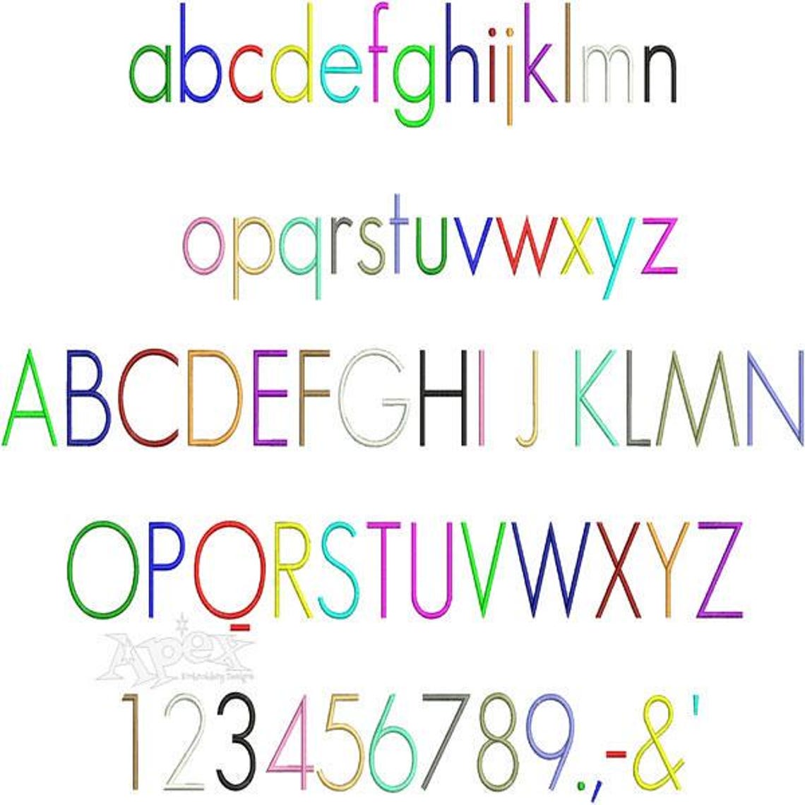 Skinny Thin Block Machine Embroidery Font Alphabet Letters INSTANT ...
