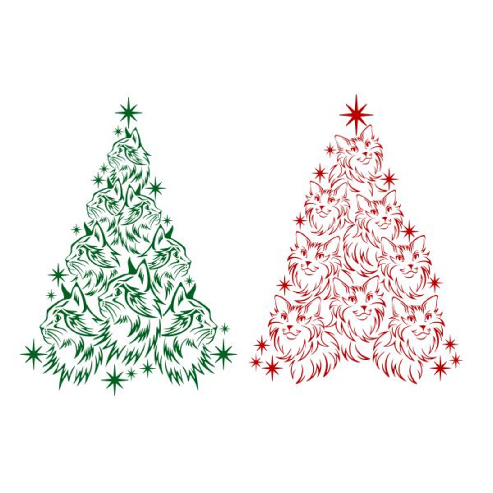 Cat Christmas Tree Cuttable Design SVG PNG DXF & Eps Designs Cameo File ...