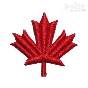 May include: A red embroidered maple leaf design. This is a digital embroidery design file.