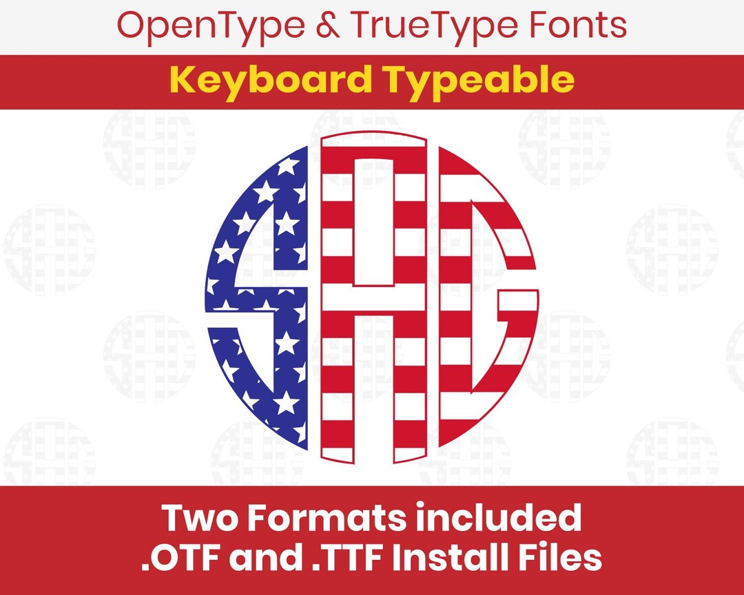 USA Flag Round Monogram Truetype Opentype Font - OTF TTF Keyboard ...