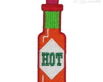 Hot Sauce Bottle Machine Embroidery Design PES DST JEF Instant Download
