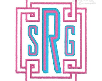Greek Key Rectangle Frame Machine Embroidery Design PES DST JEF Instant Download