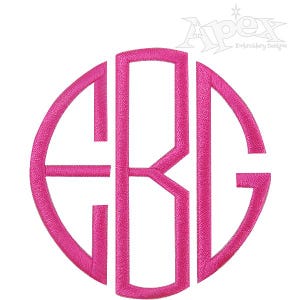 Op de afbeelding: Een roze monogram met de letters "ERG" in een cirkel.
