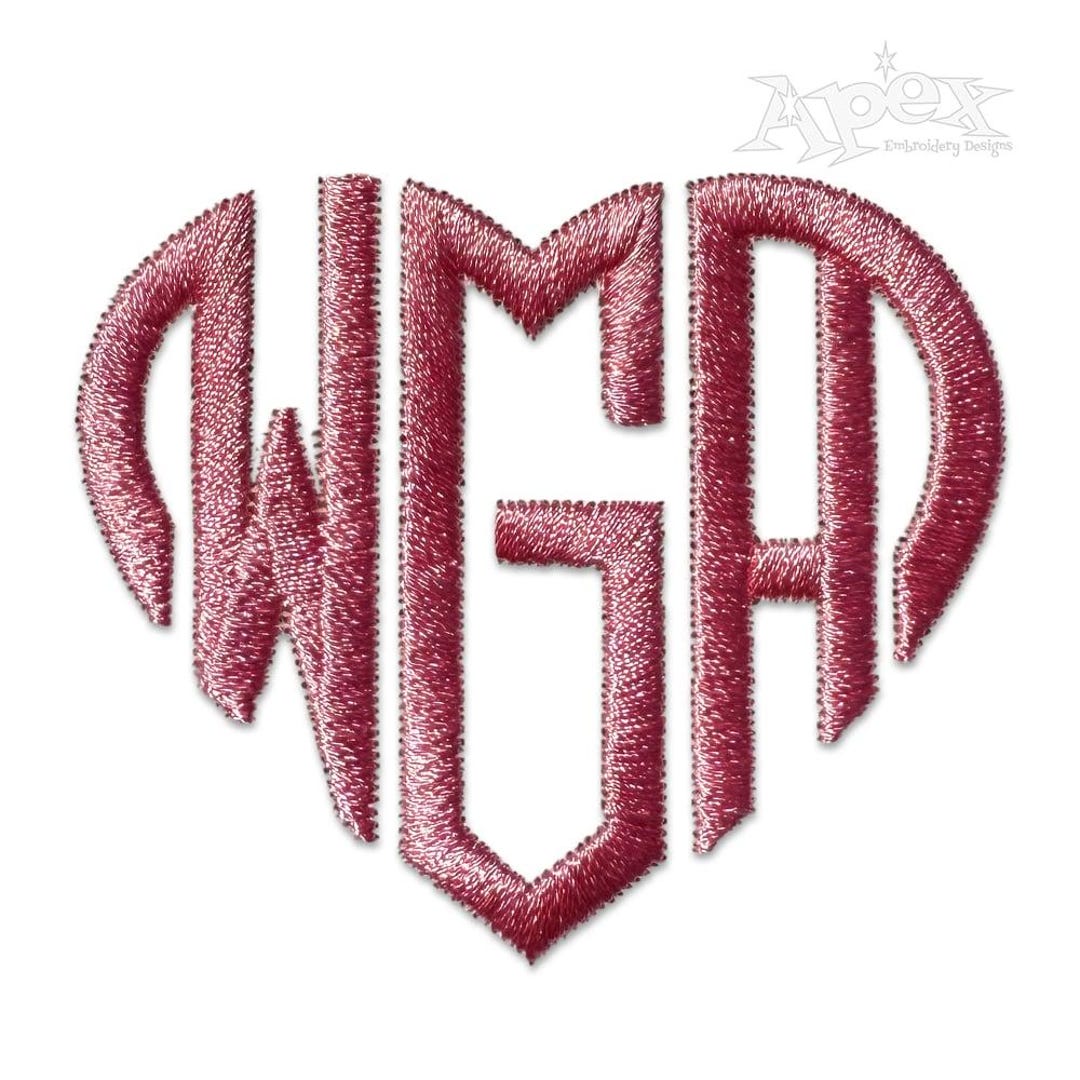 Heart Monogram Embroidery Font: Valentine Wedding Alphabet