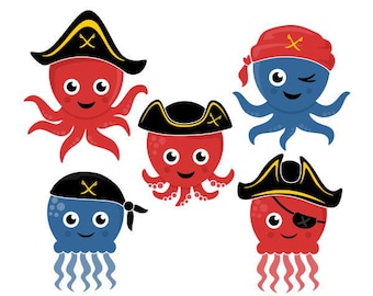 Pirate Octopus Cuttable Design SVG PNG DXF & eps Designs Cameo File Silhouette