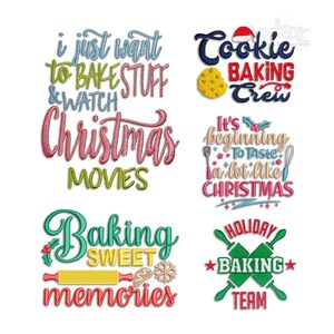 Christmas Baking Crew Machine Embroidery Designs: Holiday Sayings (PES DST JEF)