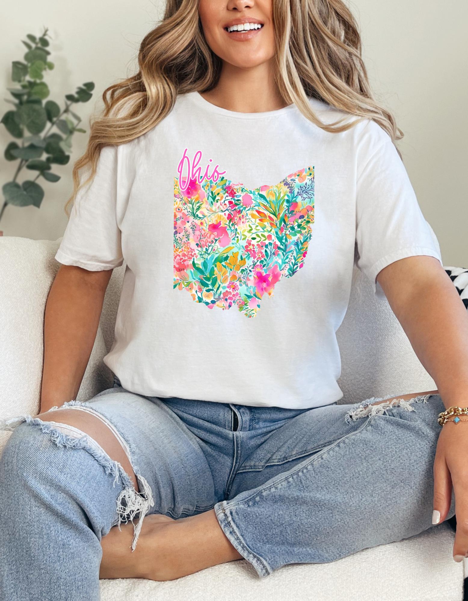 Ohio Floral State T-Shirt  Vintage Design for Nature Lovers