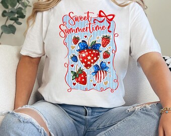 Patriotic Strawberry Tee for Sweet Summertime Style