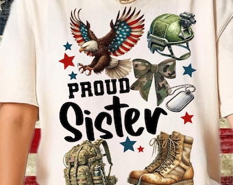 Proud Military Family Shirt | Mama, Wife, Daughter, Sister, Bonus Mama, Auntie, Veteran | Patriotic Camo Tribute Tee | Gildan Softstyle | Un