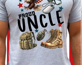 Proud Military Family Shirt | Custom Patriotic Support Tee | Proud Dad, Son, Brother, Husband, Uncle, Grandpa, Cousin | Gildan Softstyle | U