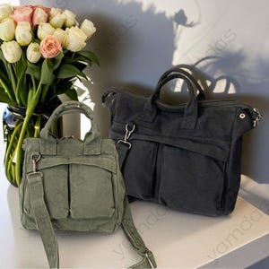 Sac messager en toile de couleur unie, grand sac messager, sac messager avec fermeture éclair et plusieurs poches, sac de voyage de grande capacité, sac quotidien