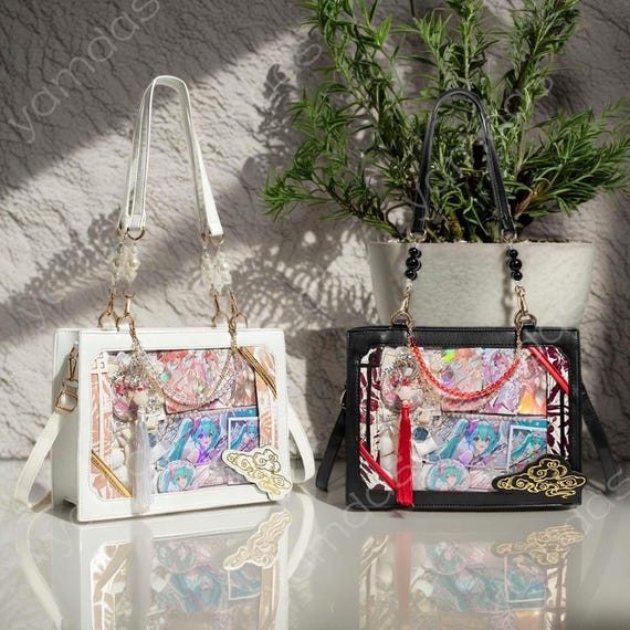 Retro Ita Bag Shoulder Bag, Anime Ita Crossbody Bag,Transparent Display Window,Window Bag,Pin Display Bag, Pin Wallet,Daily Ita Commuter Bag