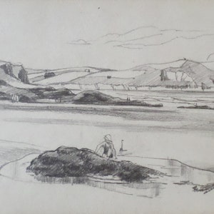 1930s Pencil Sketch of Old Polezeat