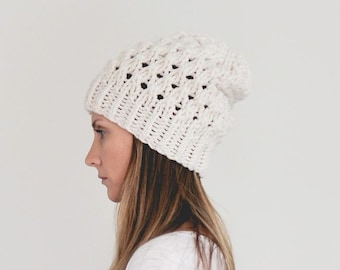 Slouch hat knitting PATTERN Lake Effect beanie digital download