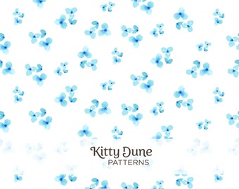 Digital Download Little Blue Flowers, Seamless Pattern File, Repeat Pattern, Watercolor Floral,