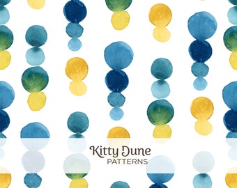 Seamless Pattern, Watercolor Digital Download For Repeatable Pattern Design, Falling Spheres, Cool Tones