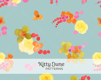 Yellow Roses Pattern Digital Download High Quality Image File, Watercolor Original Artwork, Seamless Repeatable Pattern Design For Wallpaper