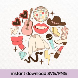 Girlie Aesthetic Music Pop Love SVG/PNG Bundle for sublimation digital download cute trendy /Commercial Use