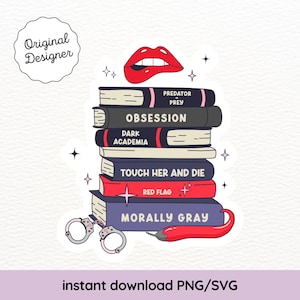 Dark Romance Tropes PNG, Bookish png, Smut Bookish png, Digital Download Art for T-shirt, Sticker, Mug and More commercial use morally gray