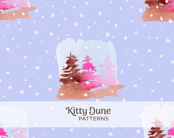 Winter Scene Instant Download Pattern Snow Fall On Evergreen Trees Digital Download Seamless Repeating Pattern For Print High Quality Image