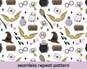 Magic Kids School seamless repeat pattern PNG for sublimation digital download /Commercial Use/