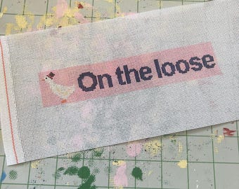 Silly Goose On the Loose key Fob - needlepoint canvas