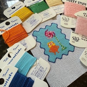 Lorax - patch, mini stamp - needlepoint canvas