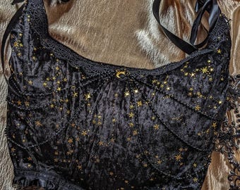 Corset céleste gothique féerique étoiles lune Renfair