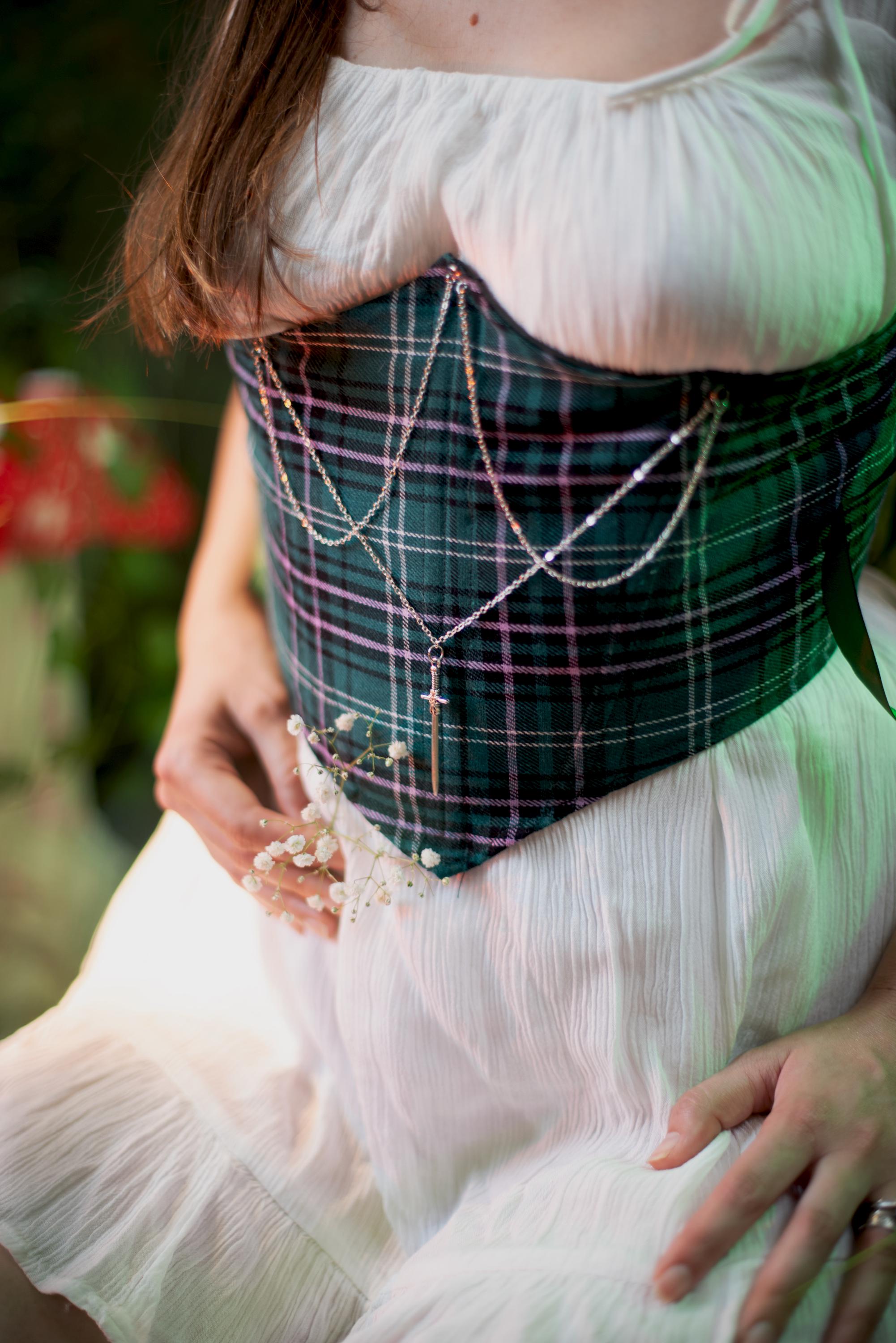 Corset tartan fairycore, serre-taille Renaissance inspiré d'Outlander, costume Fantasy Festival ou Ren Faire
