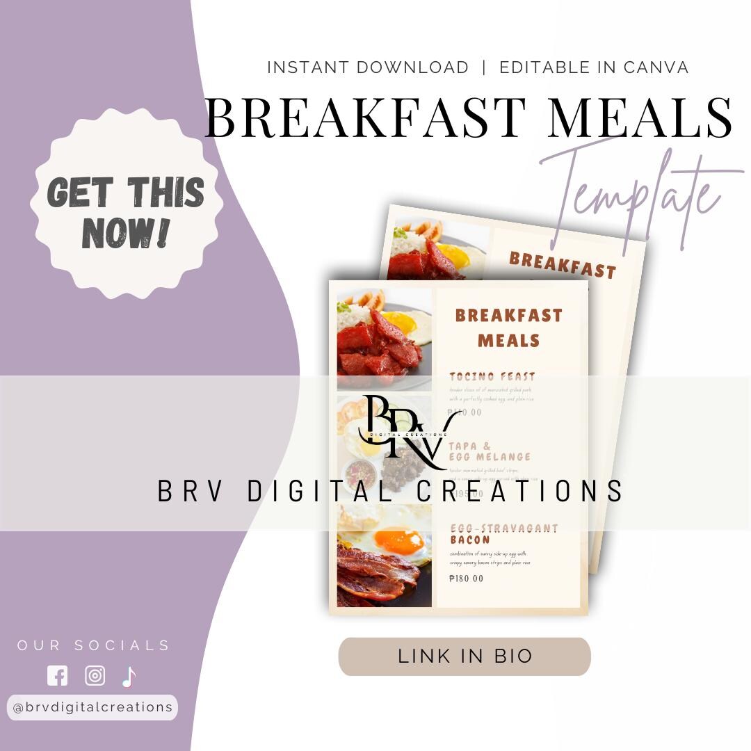 Editable Breakfast Menu Template | Modern Restaurant Cafe Food List ...