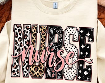 Coquette Nurse PNG, Pink Leopard Nurse Script Clipart Gift, Cute Nurse Life Medical Graphic PNG File, Nurse Shirt Design Digital Download.
