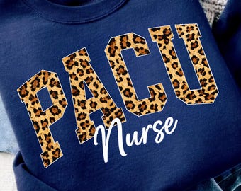 PACU Nurse Leopard Print Collegiate PNG, Retro Cheetah Lettering Healthcare Worker png, Nurse Aesthetic Shirt Design Gift (Digital Download)
