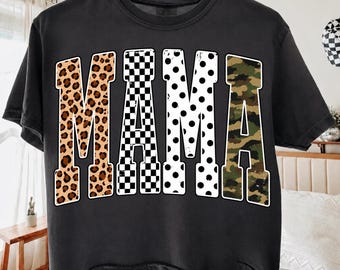 Fall Mama PNG, Leopard Checkered Mom Design, Distressed Retro Mama, Trendy Girly Autumn Sublimation, Cute Mom Shirt Digital Download Design