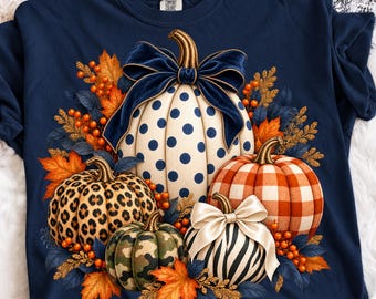 Fall Pumpkin PNG, Leopard Print Polka Dot Design, Trendy Autumn Shirt Graphic, Cute Harvest Season Aesthetic,Retro Pumpkin Patch Sublimation