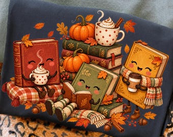 Fall Book Pumpkin PNG, Cozy Autumn Reading Design,Book Lover Shirt Graphic, Cottagecore Library Aesthetic,Vintage Harvest Season Sublimation