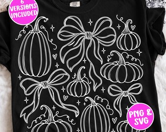 Coquette Pumpkin SVG PNG, Boho Fall Pumpkin Shirt Design, Preppy Autumn Sublimation, Cute Harvest Sublimation Png, Trendy Digital Download.