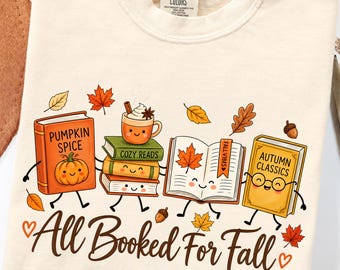 Book Lover PNG, Fall Doodles Png, All Booked For Fall png, Book Pumpkin Cozy Autumn Reading Png, Reader Gift, Book Club Sublimation Graphic