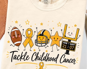 Childhood Cancer PNG, Football Doodle Childhood Cancer Awareness Shirt Design, Gold Ribbon Support Graphic Gift, Tackle Childhood Cancer Png