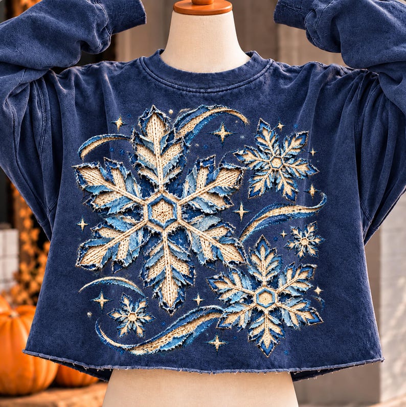 Faux Ripped Fabric Distressed Snowflake PNG, Winter Snowflake Shirt ...
