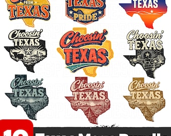 Texas PNG Bundle of 10, She’s From Texas & Choosin Texas Designs, Western Cowgirl Sublimation Digital Download, Texas Independence Day PNG.
