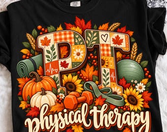 Physical Therapy Pumpkin PNG, Fall PT Shirt Design, Autumn Physical Therapist Gift,Cute Rehab Clinic Graphic,Healthcare Sublimation Download