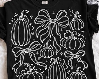 Coquette Pumpkin SVG PNG, Boho Fall Pumpkin Shirt Design, Preppy Autumn Sublimation, Cute Harvest Sublimation Png, Trendy Digital Download.